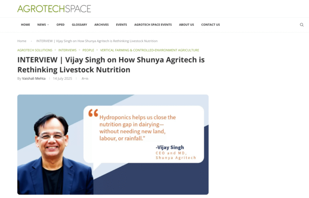 Vijay Singh's interview with Agrotech Space discussing Shunya's mission and journey till date