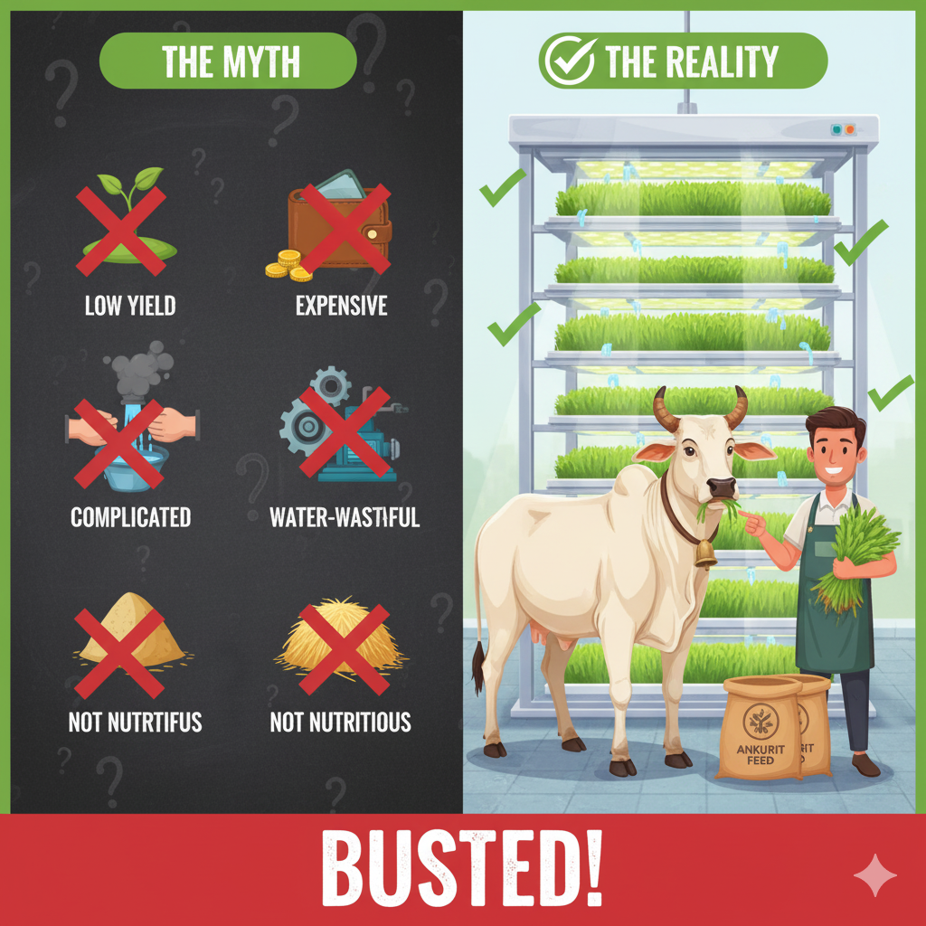 Read to learn myths about hydroponic green fodder and how Shunya is busting it with performance around Nutri Ankurit Feed