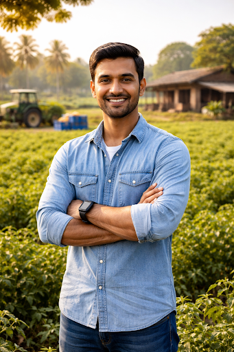 Successful young Indian farmer