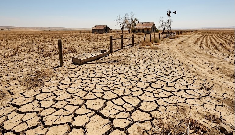 Parched dry riverbed