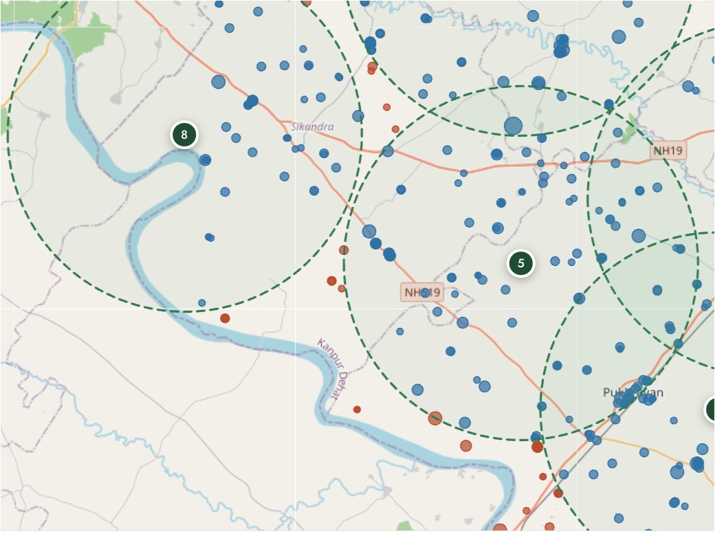 Interlocking MSM Service Circles — District View